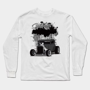 1932 Black Chevy 5 Window Coupe HotRod Detroit Iron Print Long Sleeve T-Shirt